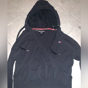 Tommy Hilfiger black long sleeve crop top size medium